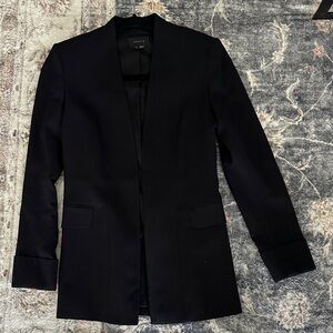 Theory Classic Black Open Front Wool Blazer